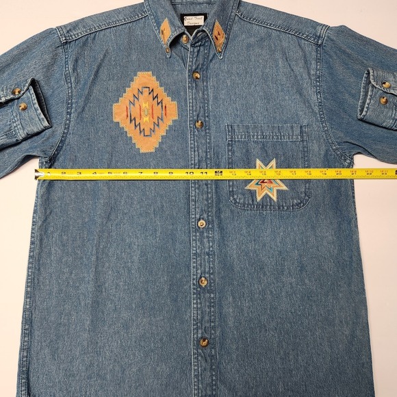 Vintage Quail Trail Designs Denim Western Shirt Southwestern Applique Mens S - Picture 10 of 12